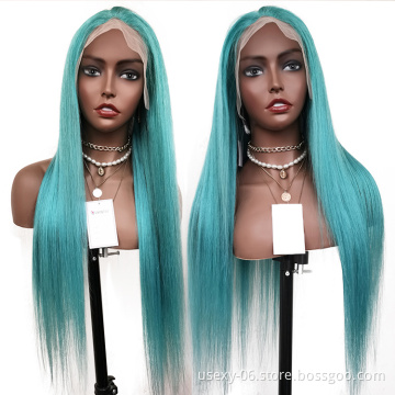 Hot Sale 613 Blonde blue Human Hair Lace Front Wigs 100% Pre Plucked Transparent HD Lace Frontal Wig Colored Brazilian Hair Wig